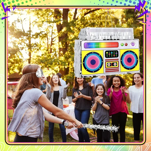 Alt view image 12 of 14 - 80s Boombox Piñata Retro Birthday Party, Decorations, 80s Parties, Hip Hop 90s Theme Supplies Radio Piñata for Kids and Adults Mexican Party Game Supplies Favors 16 x 11 Inch