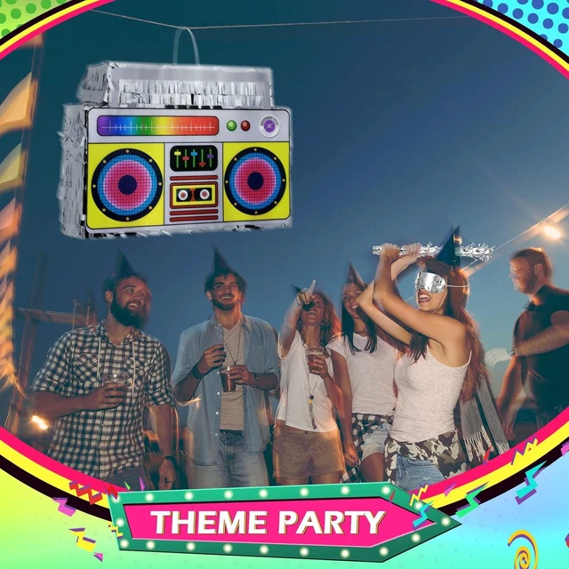 Alt view image 14 of 14 - 80s Boombox Piñata Retro Birthday Party, Decorations, 80s Parties, Hip Hop 90s Theme Supplies Radio Piñata for Kids and Adults Mexican Party Game Supplies Favors 16 x 11 Inch