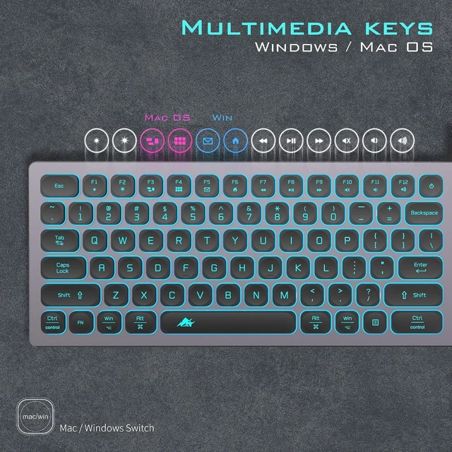 Alt view image 12 of 12 - Aluminum Quiet Wired Slim Chiclet Keyboard - Compatible with Apple iMac, MacBook, Mac and PC, USB Numeric Keypad RGB Lighted Key - Space Gray