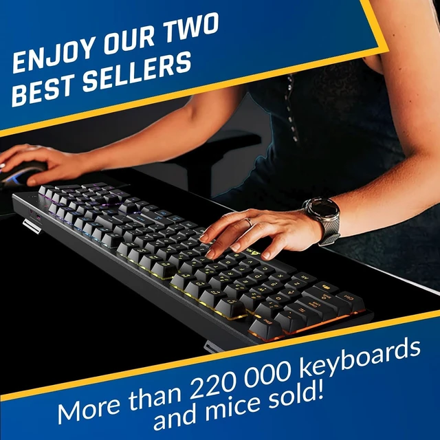 Alt view image 13 of 14 - KLIM Chroma Wireless Keyboard and Mouse RGB Backlit Gaming Combo, Rechargeable Wireless Keyboard & RGB Mouse, Durable & Ergonomic, Dual USB Receivers, Compatible with PC, Mac, PS4, PS5