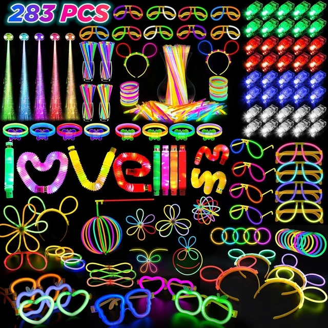 Alt view image 8 of 14 - SHQDD Party Supplies, Glow in the Dark Party Favors for Adults Kids, 27 Carnival Accessories, 56 LED Light Up Toys Bulk, 100 Glow Sticks Party Pack, Neon Party Supplies & Decorations