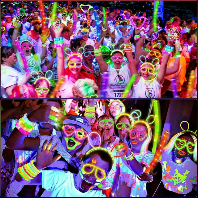Alt view image 9 of 14 - SHQDD Party Supplies, Glow in the Dark Party Favors for Adults Kids, 27 Carnival Accessories, 56 LED Light Up Toys Bulk, 100 Glow Sticks Party Pack, Neon Party Supplies & Decorations