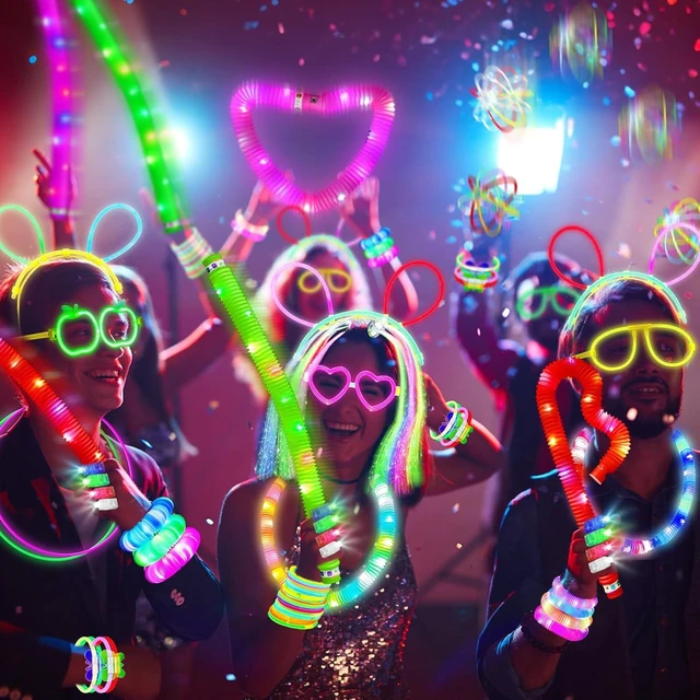 Alt view image 13 of 14 - SHQDD Party Supplies, Glow in the Dark Party Favors for Adults Kids, 27 Carnival Accessories, 56 LED Light Up Toys Bulk, 100 Glow Sticks Party Pack, Neon Party Supplies & Decorations