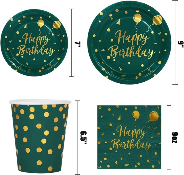 Alt view image 10 of 14 - Green Birthday Decorations Party Plates and Napkins Supplies for Emerald Decor - 175PCS