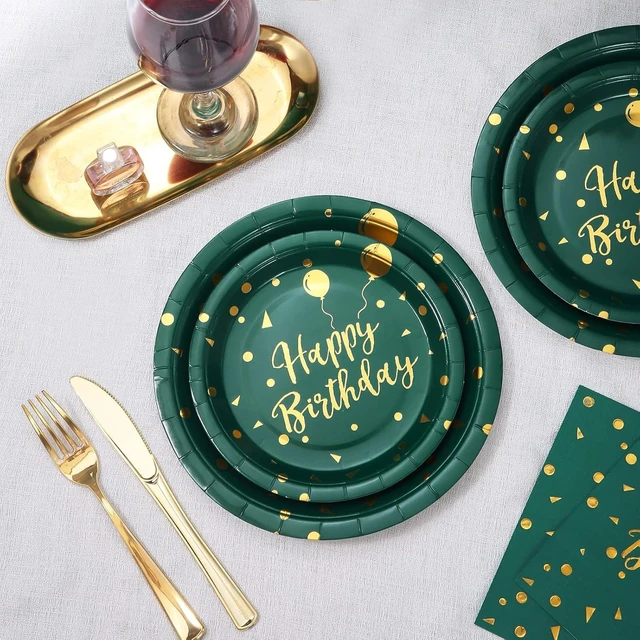 Alt view image 9 of 14 - Green Birthday Decorations Party Plates and Napkins Supplies for Emerald Decor - 175PCS