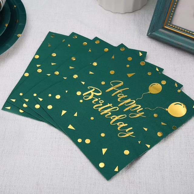 Alt view image 13 of 14 - Green Birthday Decorations Party Plates and Napkins Supplies for Emerald Decor - 175PCS