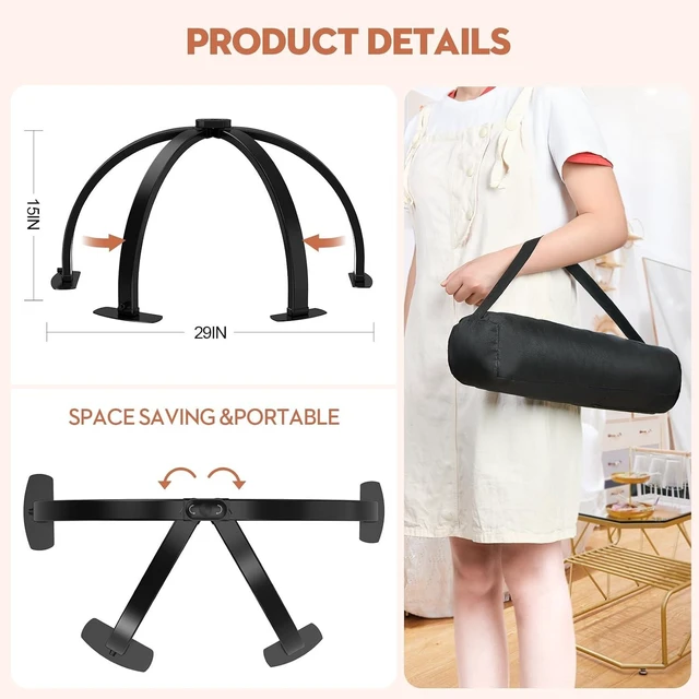 Alt view image 12 of 12 - SLYFTE Premium Large Half Moon LED Light for Nail Tech, Foldable Arch Light for Nail Desk Lamp with Phone Stand Perfect for Manicure Handicraft Lighting (White, Large)