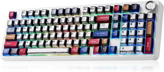Alt view image 8 of 14 - x Aula F99 Pro Mechanical Keyboard, Wireless Gaming Keyboards RGB Backlit Hot Swappable Custom Creamy Bluetooth Computer Keyboard, Tri-Mode BT5.0/2.4GHz/USB-C, Pre-lubed Switches PBT Keycaps
