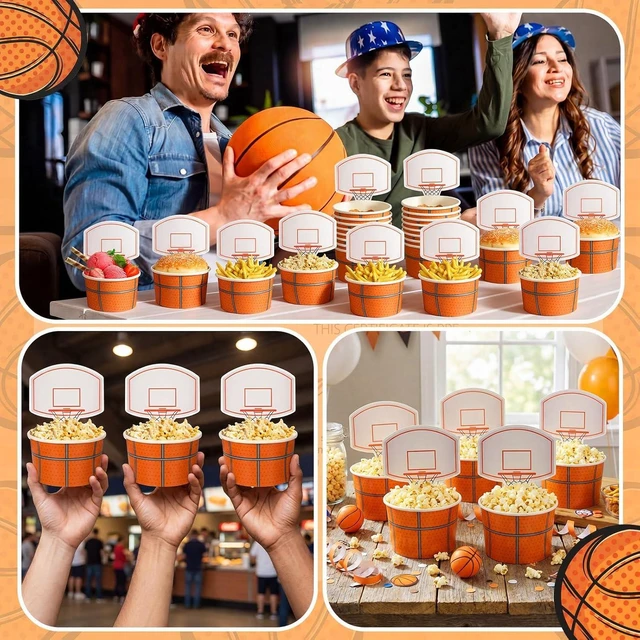 Alt view image 11 of 14 - Sunnyray 48 Sets Basketball Hoop Snack Cups with Cards 8 oz Disposable Paper Basketball Party Cups Sports Balls Treat Food Bowls for Balls Birthday Party Favors Decorations Supplies
