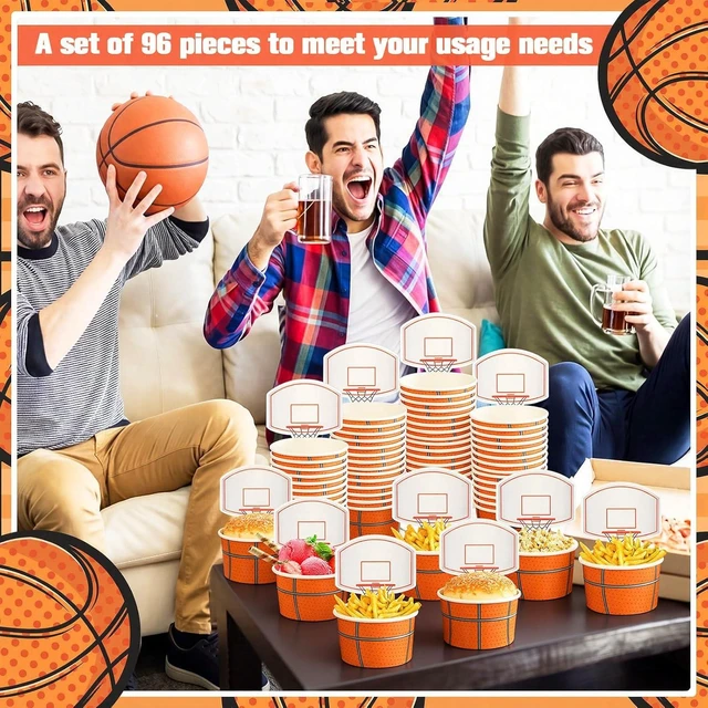 Alt view image 12 of 14 - Sunnyray 48 Sets Basketball Hoop Snack Cups with Cards 8 oz Disposable Paper Basketball Party Cups Sports Balls Treat Food Bowls for Balls Birthday Party Favors Decorations Supplies