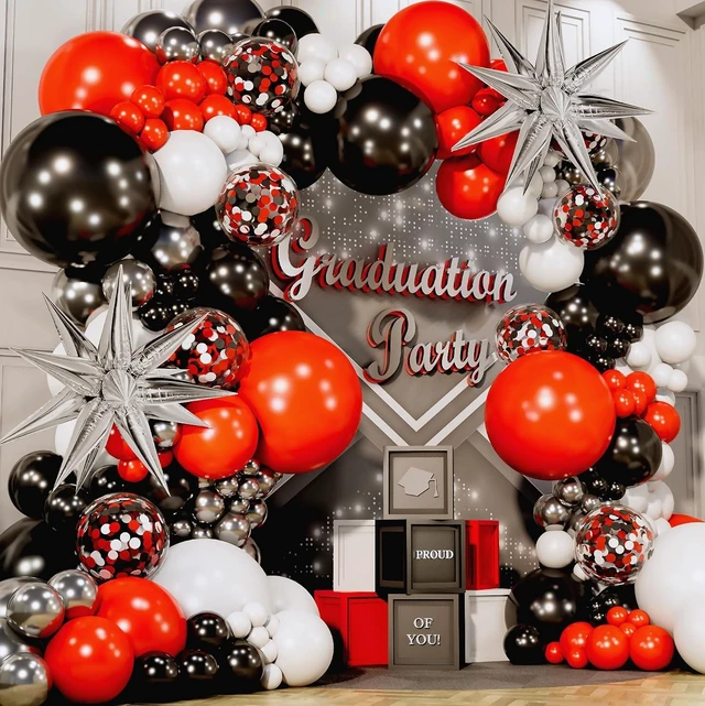 Alt view image 9 of 14 - ALL-IN-1 Red Black and White Balloon Arch Kit for Red and Black Birthday Party Decorations Reds and Blacks Balloons for White Black and Red Balloon Garland Kit Graduation Black and Red Balloons