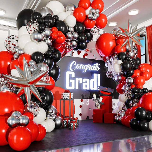 Alt view image 12 of 14 - ALL-IN-1 Red Black and White Balloon Arch Kit for Red and Black Birthday Party Decorations Reds and Blacks Balloons for White Black and Red Balloon Garland Kit Graduation Black and Red Balloons