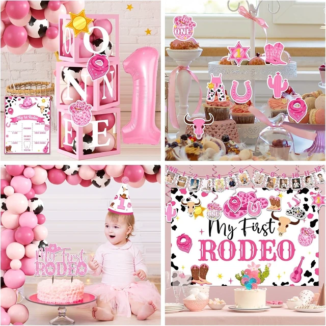 Alt view image 10 of 12 - 155Pcs My First Rodeo Decorations Girl,Western Cowgirl 1st Birthday Balloon Arch,Banner,ONE Box,Tablecloth Theme Party Supplies for Baby Girl 1st Birthday,Girls Baby Shower Party