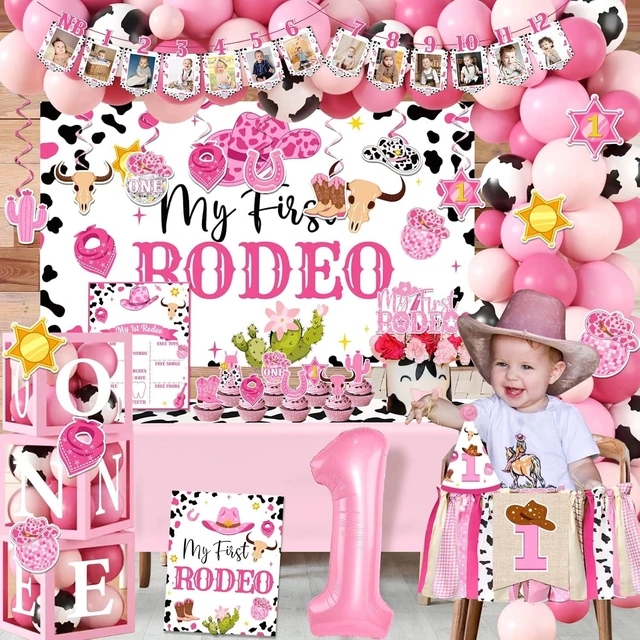 Alt view image 11 of 12 - 155Pcs My First Rodeo Decorations Girl,Western Cowgirl 1st Birthday Balloon Arch,Banner,ONE Box,Tablecloth Theme Party Supplies for Baby Girl 1st Birthday,Girls Baby Shower Party