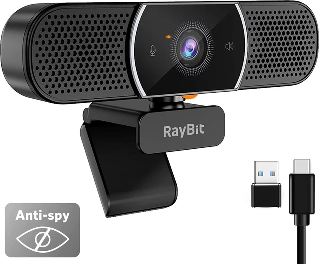 Alt view image 8 of 14 - 3 in 1 Webcam - 2K HD USB C Webcam with Microphone and Speaker, Stereo Sound & Noise-Cancelling Mics, Privacy Cover, Light Correction, Autofocus Conference Web Camera for Computer/Laptop/PC/Monitor