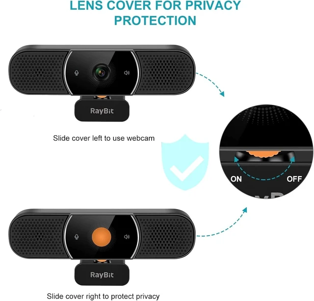 Alt view image 12 of 14 - 3 in 1 Webcam - 2K HD USB C Webcam with Microphone and Speaker, Stereo Sound & Noise-Cancelling Mics, Privacy Cover, Light Correction, Autofocus Conference Web Camera for Computer/Laptop/PC/Monitor