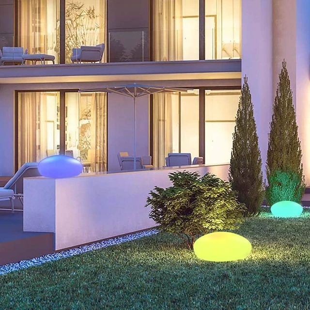 Alt view image 9 of 14 - Blibly Solar Garden Lights Outdoor Glow Cobblestone Shape Lamp Garden Decor Light-White & RGB Light Waterproof Landscape Night Lights for Lawn/Patio/Path 1pc