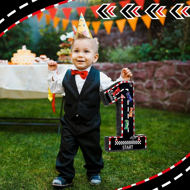 Alt view image 10 of 12 - Sratte Race Car Number Piñata Small Racing Piñata with Blindfold Bat and Confetti for Boy Race Car Themed Birthday Anniversary Celebration Party Supplies, 16.1 x 10.6 x 3 Inch (number 1)