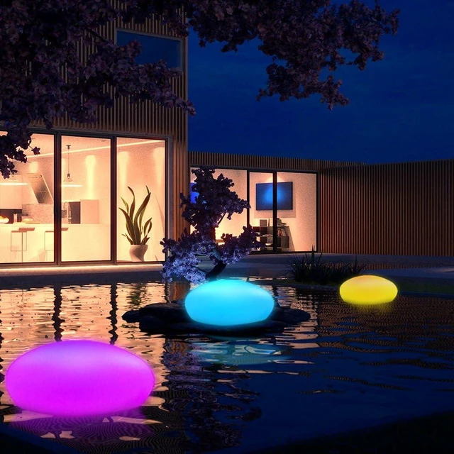 Alt view image 10 of 14 - Blibly Solar Garden Lights Outdoor Glow Cobblestone Shape Lamp Garden Decor Light-White & RGB Light Waterproof Landscape Night Lights for Lawn/Patio/Path 1pc