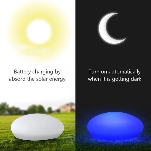 Alt view image 11 of 14 - Blibly Solar Garden Lights Outdoor Glow Cobblestone Shape Lamp Garden Decor Light-White & RGB Light Waterproof Landscape Night Lights for Lawn/Patio/Path 1pc