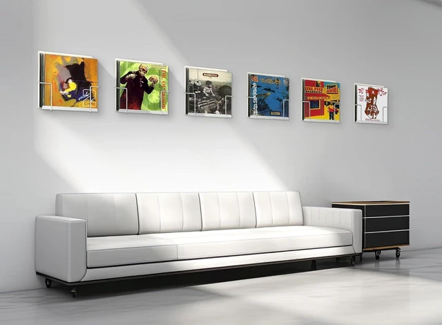 Alt view image 11 of 14 - Vinyl Display Holder 2pk - Matte White Record Shelf - Wall Mount - Fits 30 LP's - Minimalist Steel Shelves - Organizer Stand - Frame Album Art