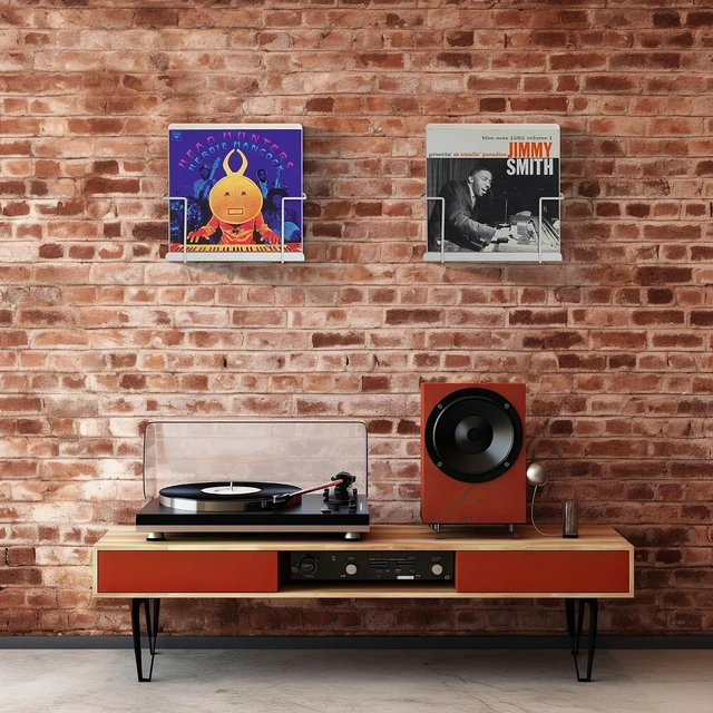 Alt view image 10 of 14 - Vinyl Display Holder 2pk - Matte White Record Shelf - Wall Mount - Fits 30 LP's - Minimalist Steel Shelves - Organizer Stand - Frame Album Art