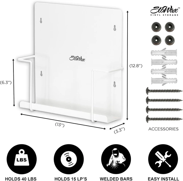 Alt view image 14 of 14 - Vinyl Display Holder 2pk - Matte White Record Shelf - Wall Mount - Fits 30 LP's - Minimalist Steel Shelves - Organizer Stand - Frame Album Art