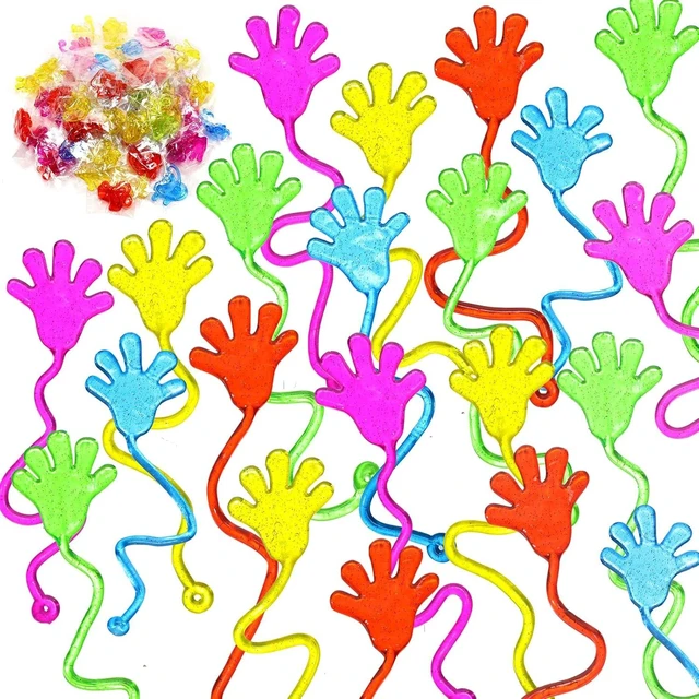 Alt view image 7 of 12 - Leyndo 200 Pcs Glitter Sticky Hands Bulk Party Favors Sticky Hand for Kids Goodie Bag Stuffer Mini Stretchy Toys Kids Birthday Supplies Classroom Prize Easter Egg Treats Stuffing,5 Colors