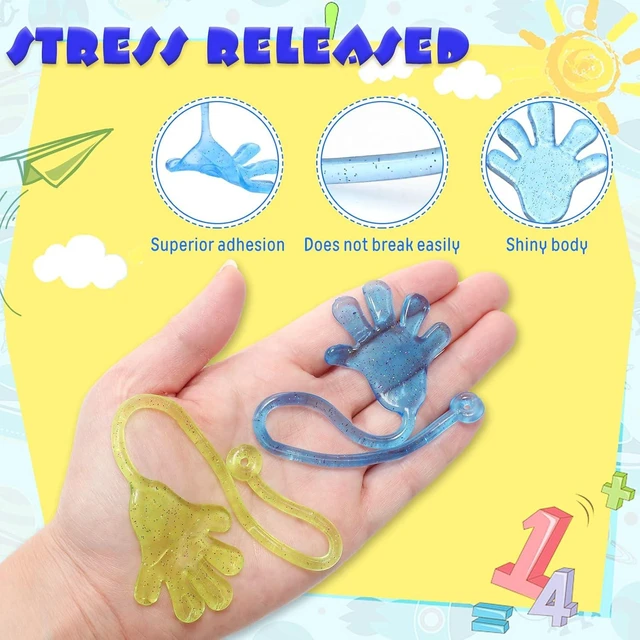 Alt view image 9 of 12 - Leyndo 200 Pcs Glitter Sticky Hands Bulk Party Favors Sticky Hand for Kids Goodie Bag Stuffer Mini Stretchy Toys Kids Birthday Supplies Classroom Prize Easter Egg Treats Stuffing,5 Colors