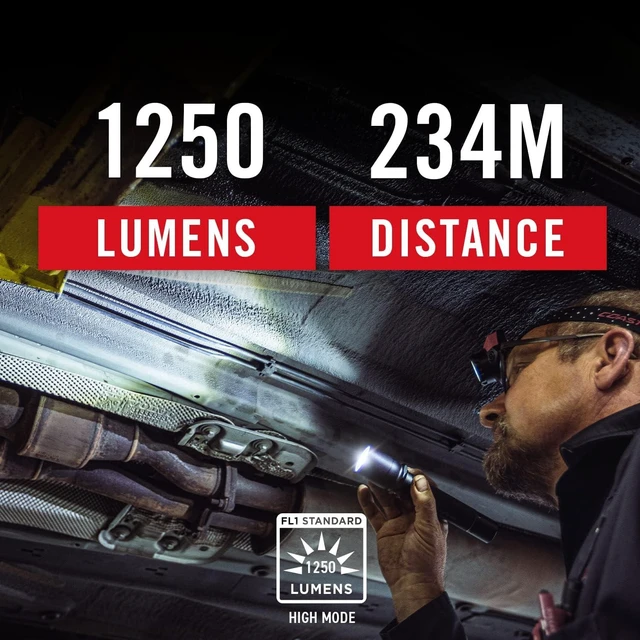 Alt view image 9 of 14 - Coast TX17R 1250 Lumen Rechargeable Long Range Tactical LED Flashlight with Spot and Flood Beams, Durable Aluminum Build