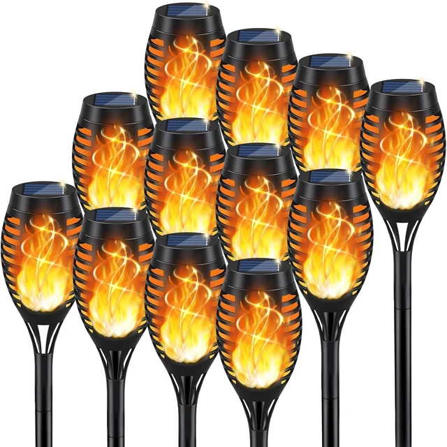 Alt view image 7 of 12 - KYEKIO Solar Torch Light with Flickering Flame, 12Pack Solar Lights Outdoor, Solar Garden Lights Outdoor Waterproof, Luces Solares para Exteriores, Outside Lighting for Pathway Yard Patio Decorations