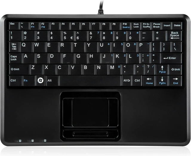 Alt view image 6 of 10 - Perixx PERIBOARD-510H Plus, Wired Super Mini USB Touchpad Keyboard, X Type Scissor Keys with 2 Built-in Hubs, Black, US English Layout (11005)