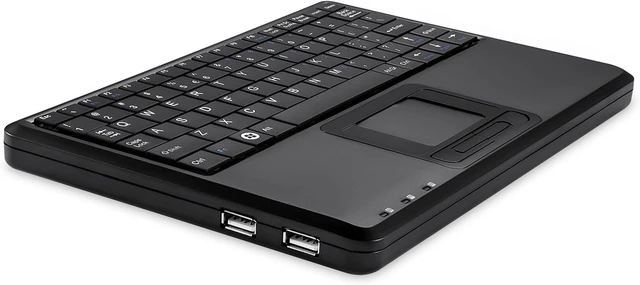 Alt view image 7 of 10 - Perixx PERIBOARD-510H Plus, Wired Super Mini USB Touchpad Keyboard, X Type Scissor Keys with 2 Built-in Hubs, Black, US English Layout (11005)