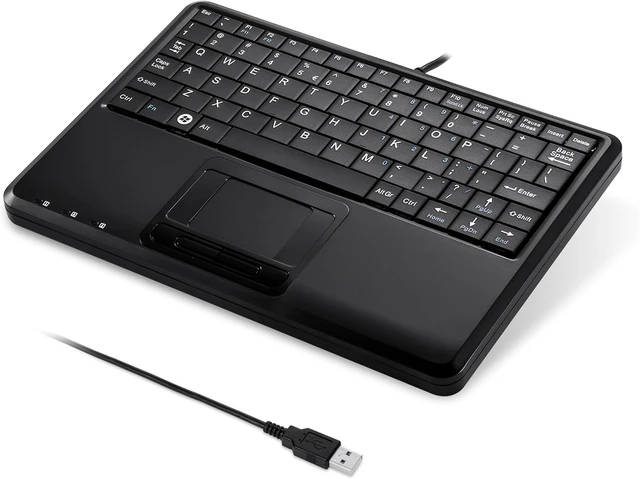 Alt view image 8 of 10 - Perixx PERIBOARD-510H Plus, Wired Super Mini USB Touchpad Keyboard, X Type Scissor Keys with 2 Built-in Hubs, Black, US English Layout (11005)
