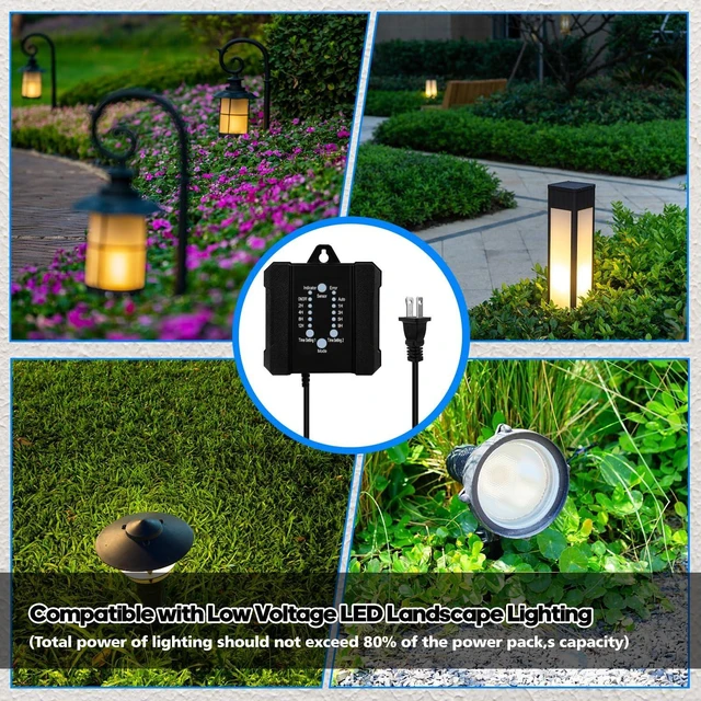 Alt view image 12 of 14 - SMY Lighting 100W Outdoor Low Voltage Transformer with Timer and Photocell Sensor,120V AC to 12V DC Weatherproof for LED Landscape Lighting,Deck Lights,Spotlight, Pathway Light,ETL Listed