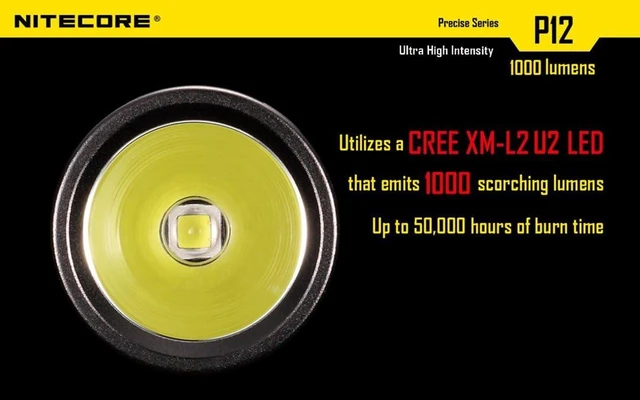 Alt view image 9 of 14 - NITECORE P12 2015 Version 1000 Lumens Precise Tactical Flashlight CREE XM-L2 U2 LED Waterproof Flashlight