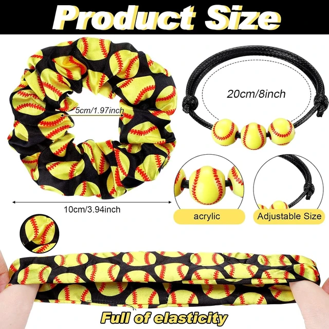Alt view image 10 of 14 - Nuogo 60 Pcs Softball Gifts for Team Girls Softball Party Favors Include Cosmetic Bag, Keychains, Hair Scrunchies, Hair Ties, Bracelets for Sport Theme Birthday Party Supplies