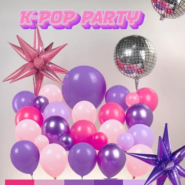 Alt view image 11 of 14 - K-Pop Music themed Birthday Decorations with Hot Pink Metallic Purple Balloon Garland Arch Kit & Disco Notes Star foil Balloons & Banner for Girls fans Birthday Party grad Prom Decorations