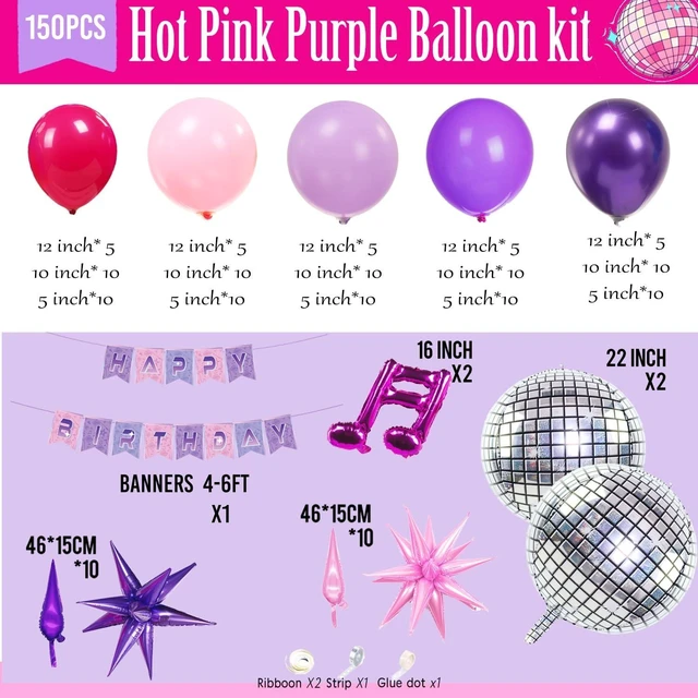 Alt view image 13 of 14 - K-Pop Music themed Birthday Decorations with Hot Pink Metallic Purple Balloon Garland Arch Kit & Disco Notes Star foil Balloons & Banner for Girls fans Birthday Party grad Prom Decorations