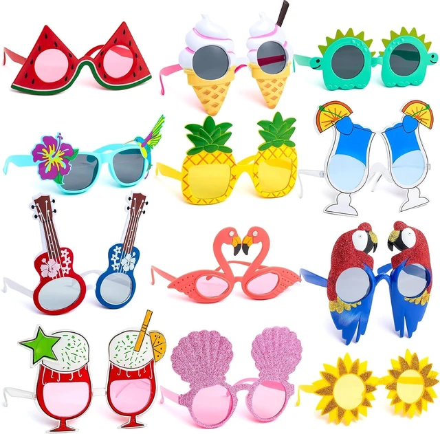 Alt view image 8 of 14 - JOYIN 12 Pcs Hawaiian Luau Party Sunglasses, Summer Pool Party Decorations, Tropical Glasses for Girls Hawaiian Outfit, Cool Party Favors & Theme Supplies