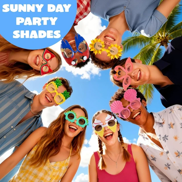 Alt view image 9 of 14 - JOYIN 12 Pcs Hawaiian Luau Party Sunglasses, Summer Pool Party Decorations, Tropical Glasses for Girls Hawaiian Outfit, Cool Party Favors & Theme Supplies