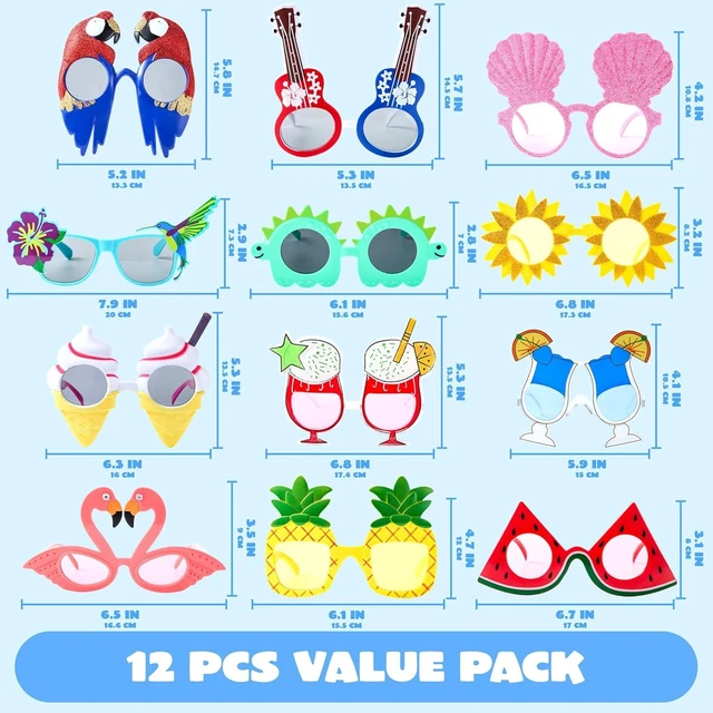 Alt view image 13 of 14 - JOYIN 12 Pcs Hawaiian Luau Party Sunglasses, Summer Pool Party Decorations, Tropical Glasses for Girls Hawaiian Outfit, Cool Party Favors & Theme Supplies