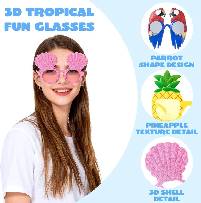 Alt view image 14 of 14 - JOYIN 12 Pcs Hawaiian Luau Party Sunglasses, Summer Pool Party Decorations, Tropical Glasses for Girls Hawaiian Outfit, Cool Party Favors & Theme Supplies