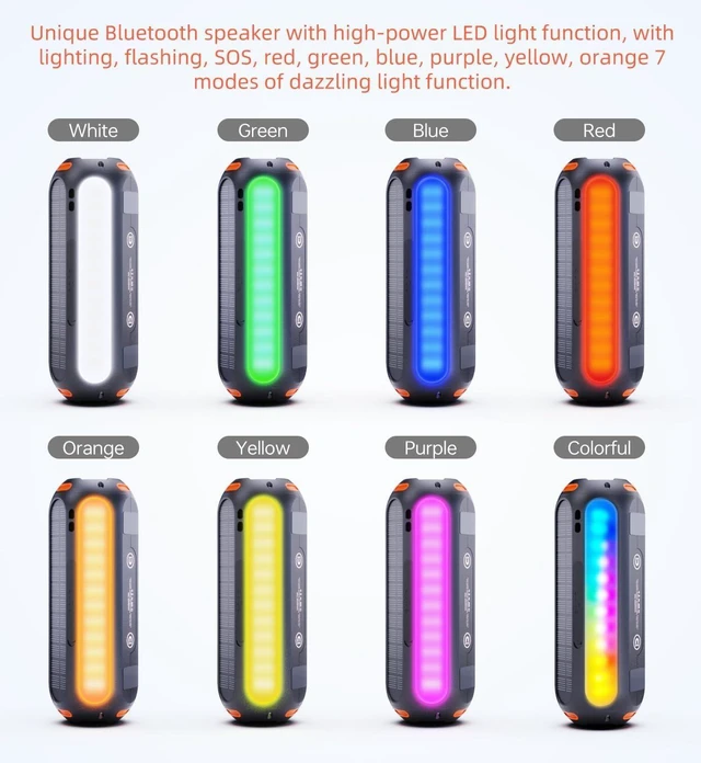 Alt view image 13 of 14 - Magnetic Bluetooth Speaker, Golf Speaker with Solar Charging 30H Playtime, 7 Colorful Flashing Lights Outdoor Waterproof Portable Wireless, for Golf Cart Gifts Hiking Camping