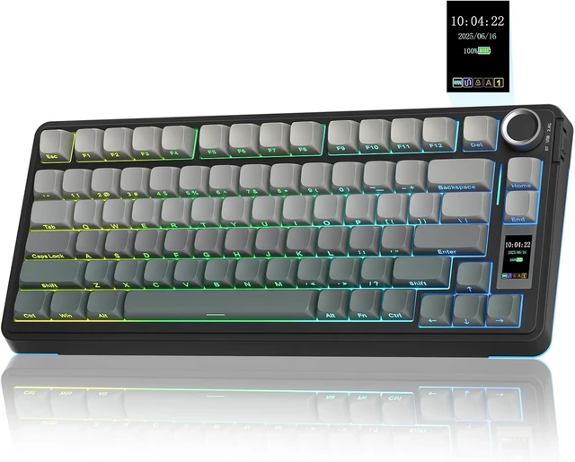 Alt view image 8 of 14 - AULA S75 PRO Wireless Mechanical Keyboard with Screen&Knob, Tri-Mode Hot Swappable Gaming Keyboard 75%, Pre-lubed Switches, RGB Backlit, Side Printed PBT Keycaps, Creamy Sounding Computer Keyboards