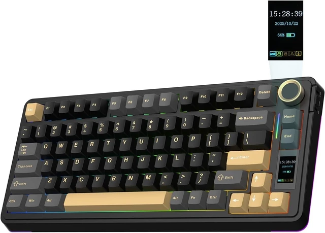 Alt view image 8 of 14 - EPOMAKER X Aula EA75 MAX Wireless Gaming Keyboard with Screen & Knob, 5000mAh, Hot-Swap, Lubed Switches, RGB Backlit, Creamy Gasket, 75% Mechanical Keyboard (Black, Reaper Switch)