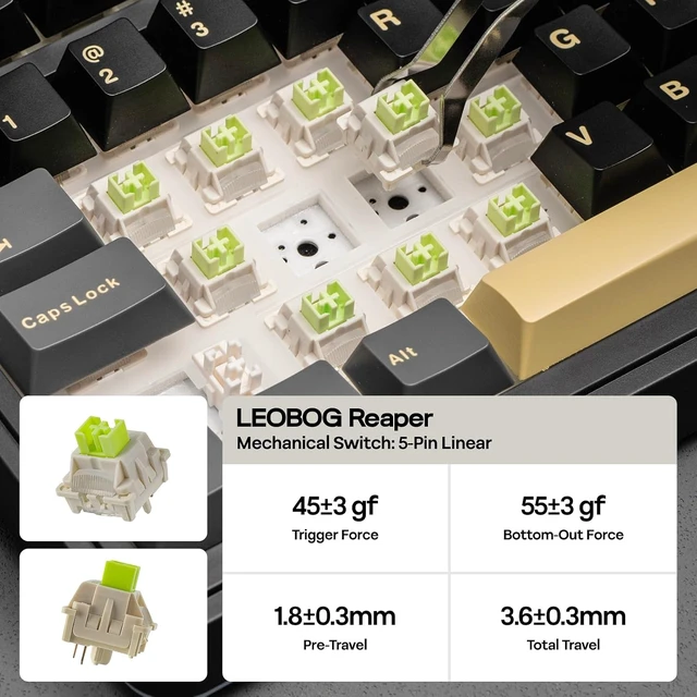 Alt view image 12 of 14 - EPOMAKER X Aula EA75 MAX Wireless Gaming Keyboard with Screen & Knob, 5000mAh, Hot-Swap, Lubed Switches, RGB Backlit, Creamy Gasket, 75% Mechanical Keyboard (Black, Reaper Switch)