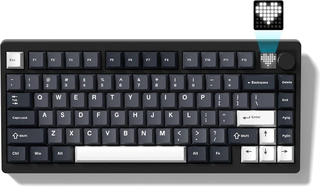 Alt view image 8 of 14 - Womier 75% Wireless Mechanical Gaming Keyboard with Knob & Display, Bluetooth 5.0/2.4GHz/USB C Thocky Creamy Keyboard for PC Computer, 8000mAh Battery Hot Swappable Key Board for Win/Mac (MT75-Grey)