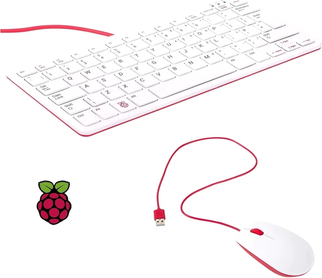 Alt view image 6 of 10 - Official Raspberry Pi Keyboard and Mouse Combo + a Logo Sticker (White/Red)