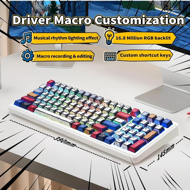 Alt view image 13 of 14 - Aula F99 Mechanical Gaming Keyboard, Wireless Creamy Keyboard Hot Swappable Custom Bluetooth Computer Keyboards, Tri-Mode BT5.0/2.4GHz/USB-C, Pre-lubed Linear Switches, RGB Backlit, Gasket Structure